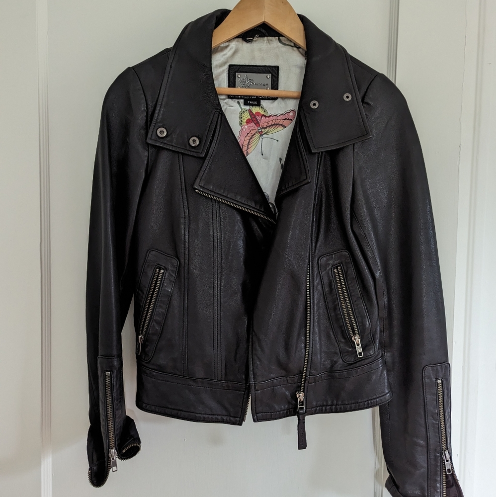 Anthropologie Moto black leather jacket